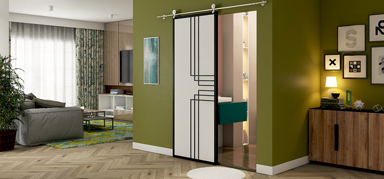 sliding bathroom door installation in Naperville, IL